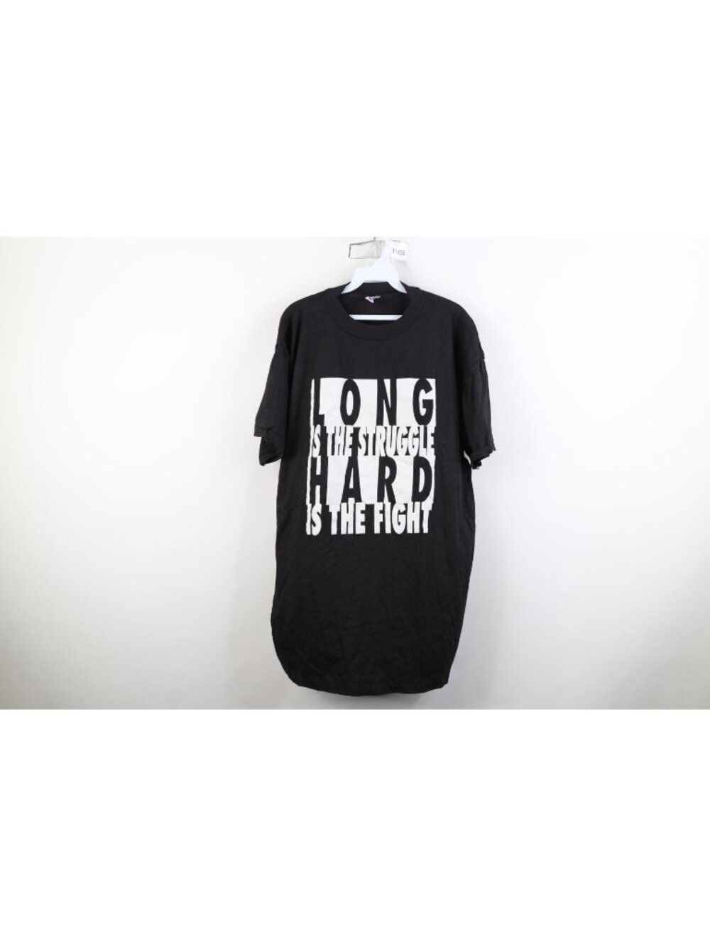 Vintage 90s Streetwear Mens Xl Long Is The Struggle Hard Is The Fight T-Shirt